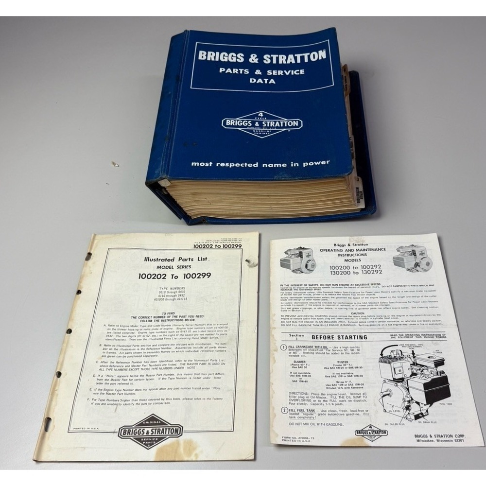 Briggs & Stratton Parts And Service Data Book 1973 4i
